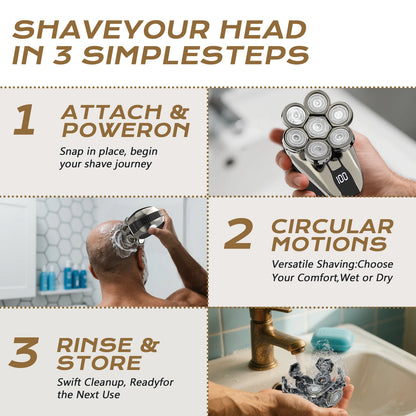 Electric 7D Floating Cutter Rechargeable Bald Head Shaving