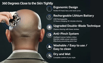 Electric Shaver 7D Floating Cutter Head Base Skull Shaver Shaving