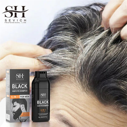 250ml Natural Black Hair Shampoo 5in1 Darkening Beard Shampoo