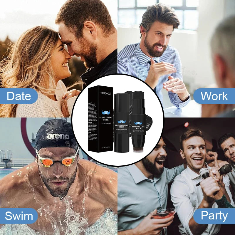 Beard Pencil Filler Stick And Brush for Men Beard Pen hair root