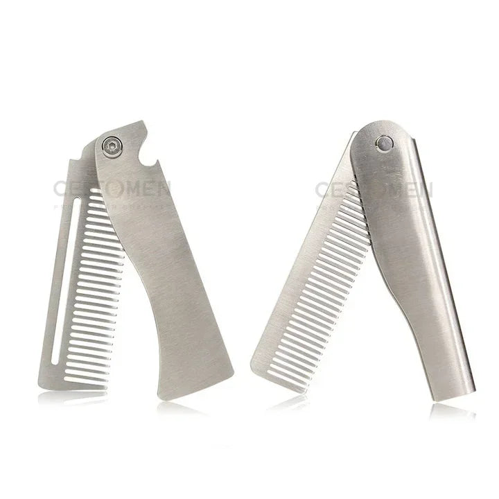 Portable Steel Combs Folding Pocket Beard Comb For Men