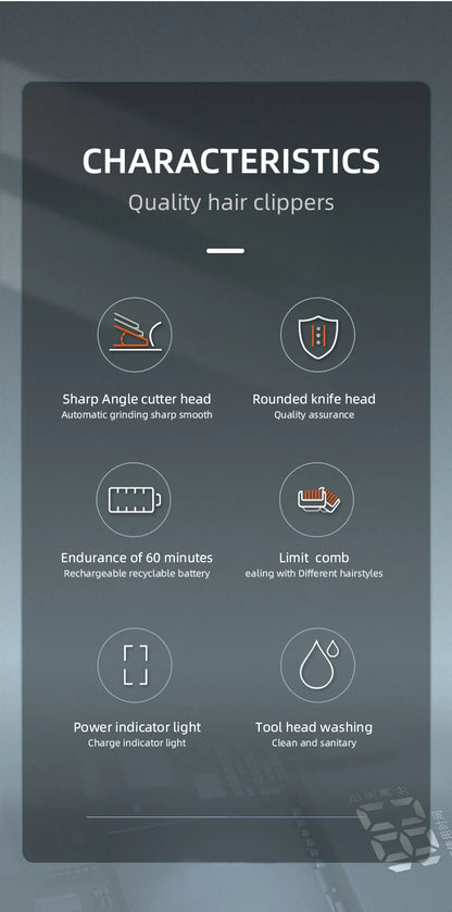 Kemei KM-418 Hair Clipper - Waterproof Rechargeable Hair Trimmer 60min 3W