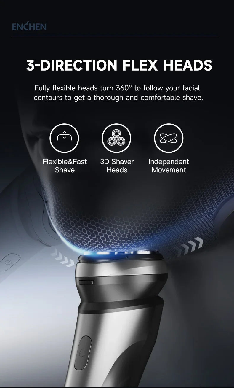 ENCHEN Electric Shaver Razor Beard Trimmer Rotary 3D Hair Shaver