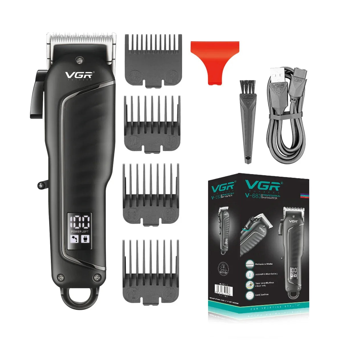 VGR Rechargeable Hair Clipper Barber Beard Hair Cutting Hair Trimmer