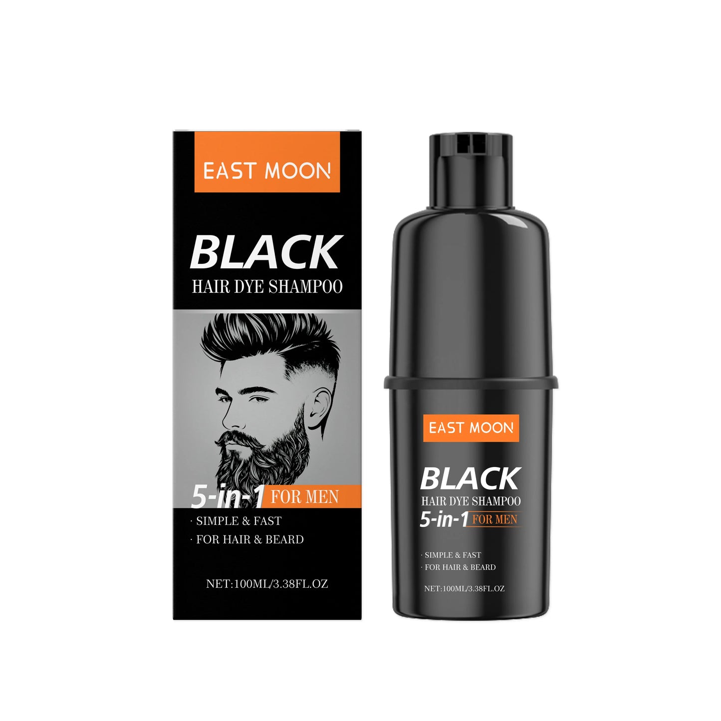 East Moon Men's Black Hair Dye Shampoo Fast Coloring