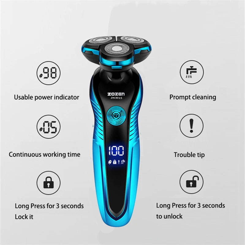 ZOZEN Electric Razor Electric Shaver Washable Rechargeable Clipper