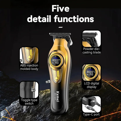 Kemei Rechargeable Barber Hair Clippers Electric Cordless KM-1677