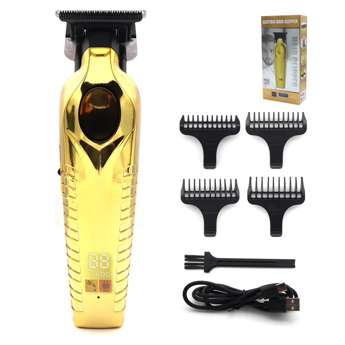 Hair Trimmer for Men Zero Gapped DLC T Blade Oil Head LED Display