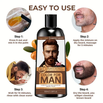 7-in-1 Men's Beard Dye Water Mild Plant Pigment Men's Beard