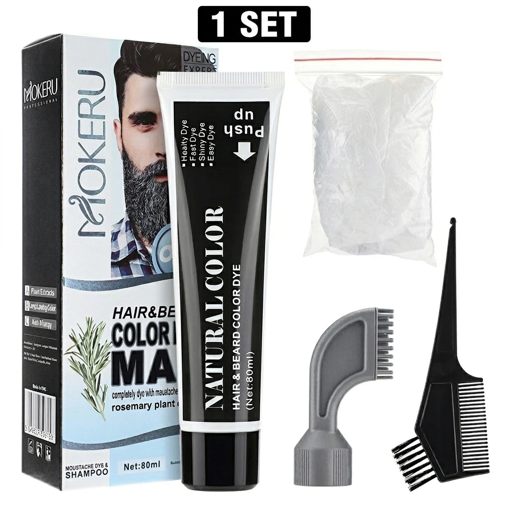 Beard and Hair Black Coloring Cream with Rosemary Extract