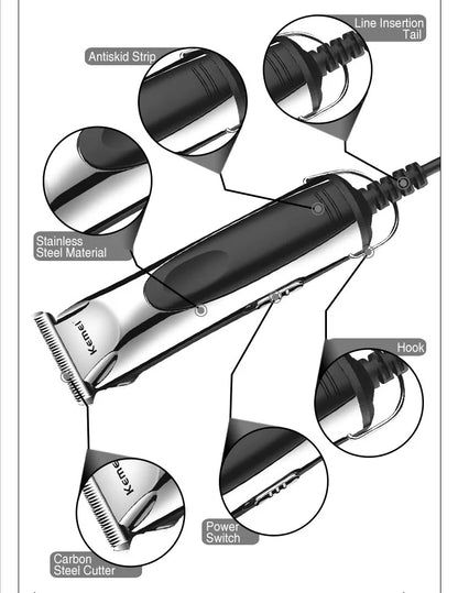 Kemei 850 professional hair trimmer plug in electric hair clipper