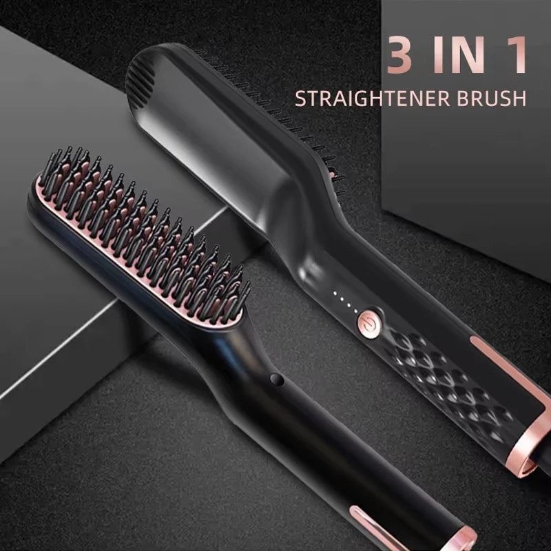 3 in 1 Quick heat Hair Beard straightener comb PTC heater