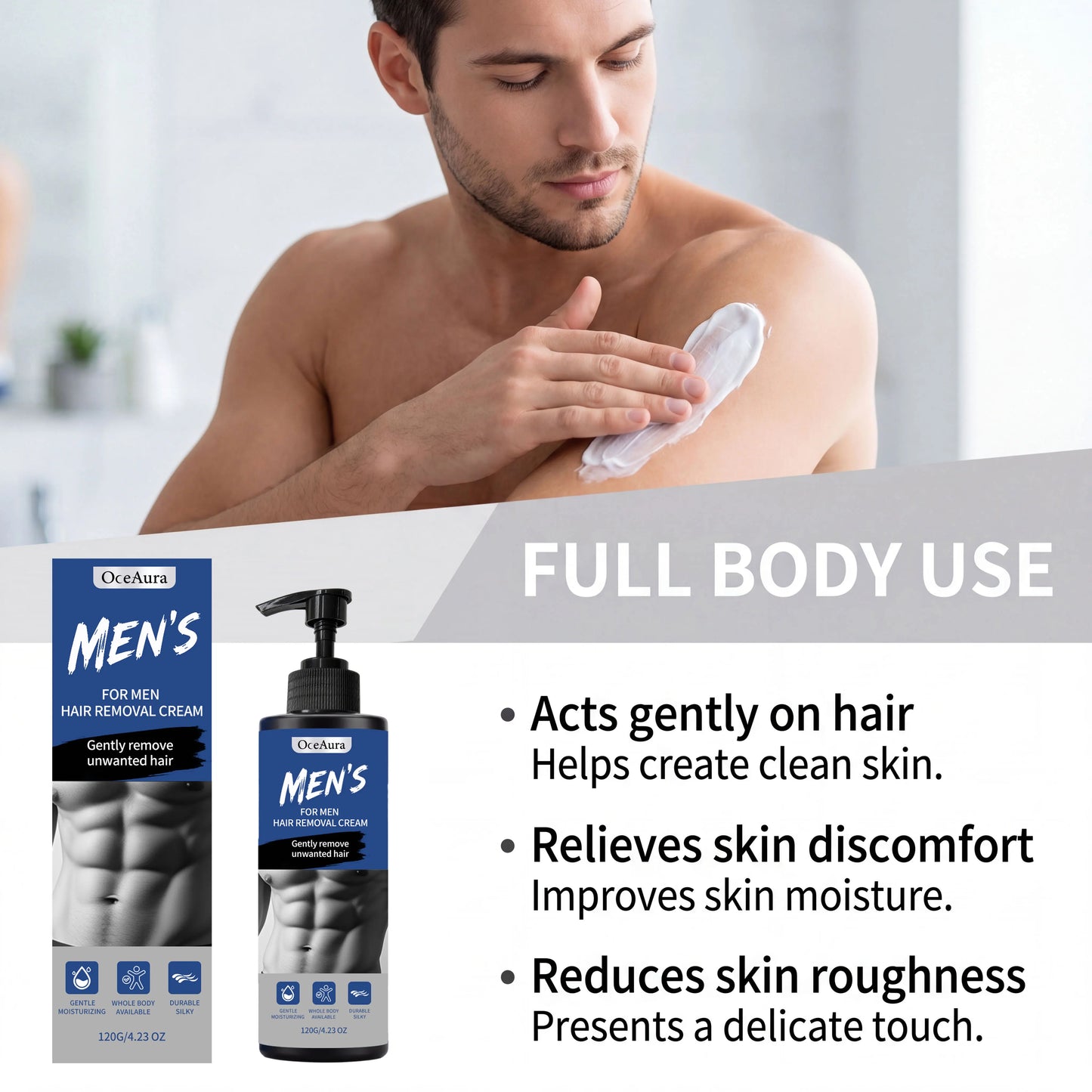 Painless Men's Body Depilatory Cream Fast Acting Hair Remover