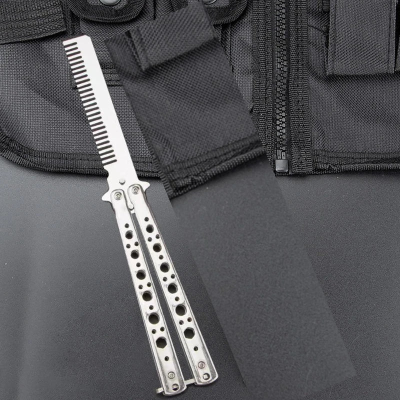 Foldable Comb Stainless Steel Practice Training Butterfly Comb