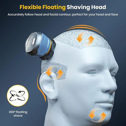 6D Electric Head Shaver for Bald Men IPX7 Waterproof Cordless