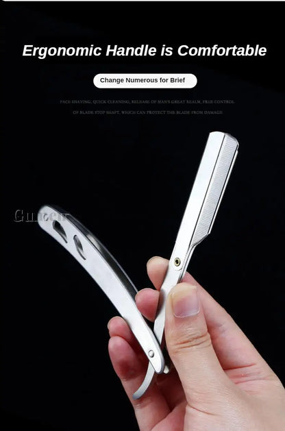 Men Straight Barber Edge Razors Pro Stainless Steel Folding Shaving G1220