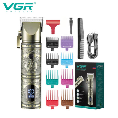 VGR Hair Clipper Professional Hair Trimmer LED Display V-697
