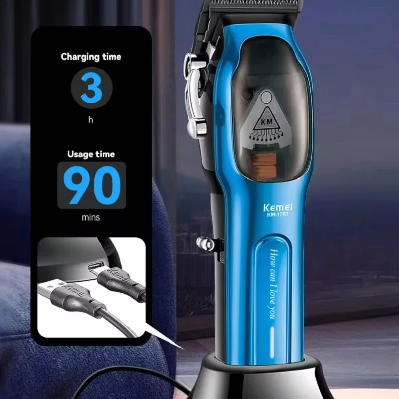 KM-1763 9000rpm Pro Hair Clipper 10W Big Power Cordless