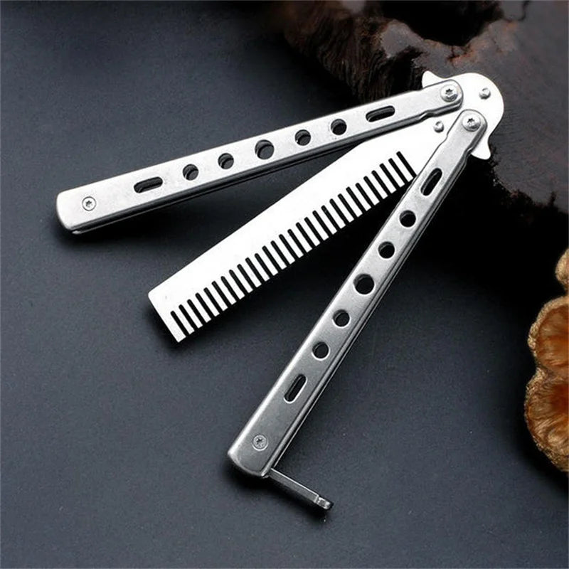 Foldable Comb Stainless Steel Practice Training Butterfly Comb