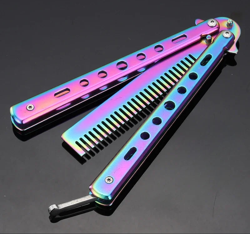 Foldable Comb Stainless Steel Butterfly Knife Comb