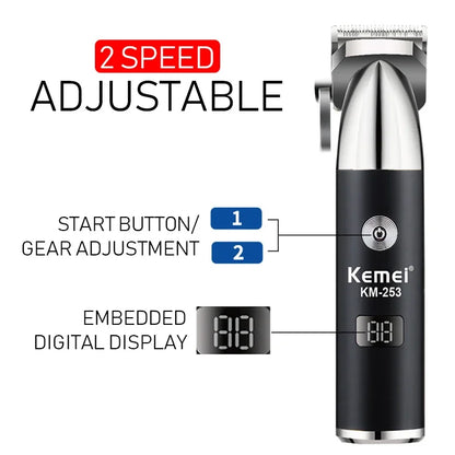 Kemei KM-253 Professional Hair Clipper USB Charging Hair Cutting