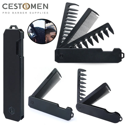 3 in 1 Pocket Folding Combs Plastic Wide Tooth Head Comb