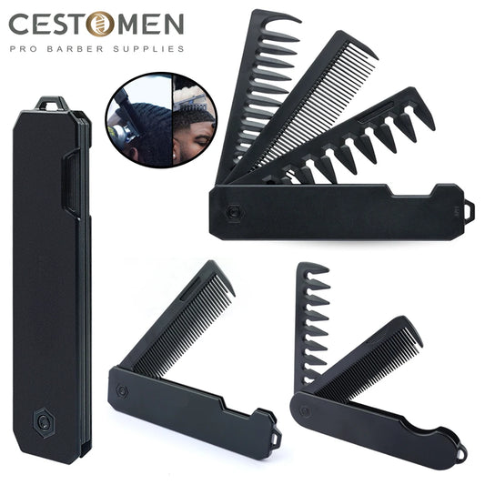 3 in 1 Pocket Folding Combs Plastic Wide Tooth Head Comb