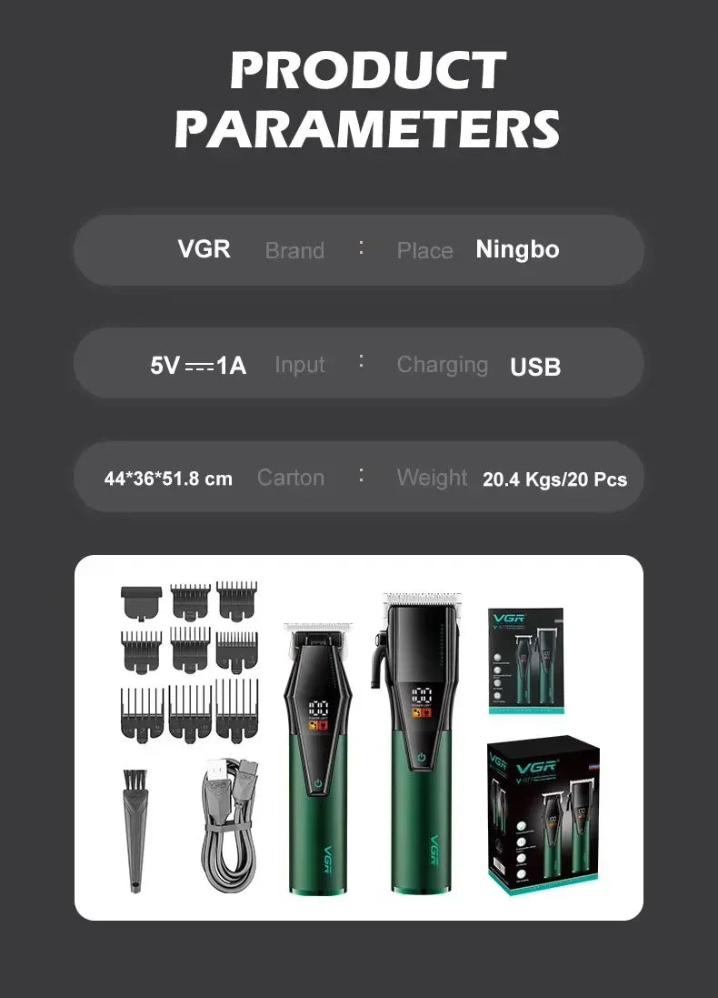 VGR Hair Trimmer Electric Barber Clippers Cordless V-677