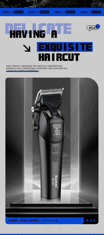 Kemei Professional Barber Hair Clippers Rechargeable Cordless