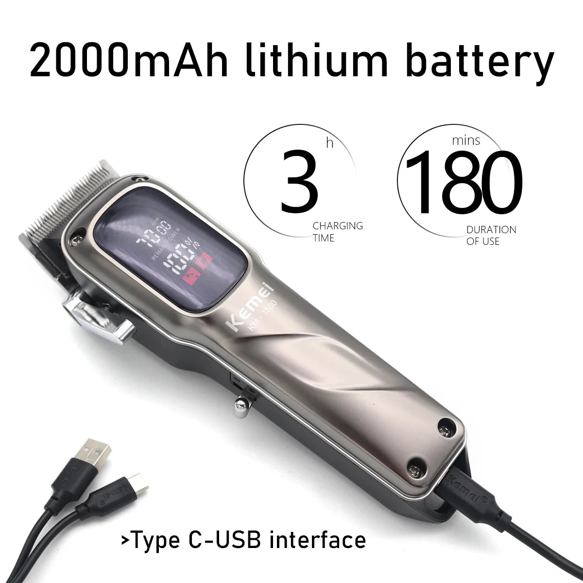 KEMEI km-1550 New Design Hair Trimmer Rechargeable