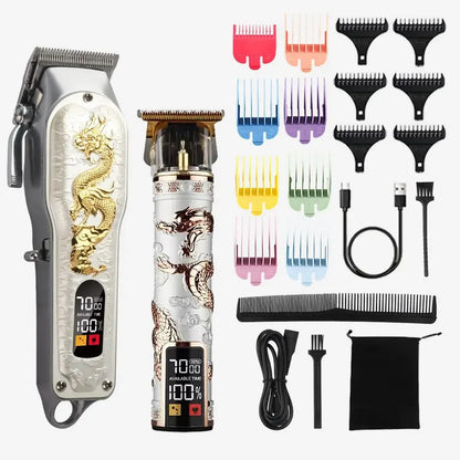 2pcs Set Professional Hair Clippers Set, Cordless Portable Electric Shaver