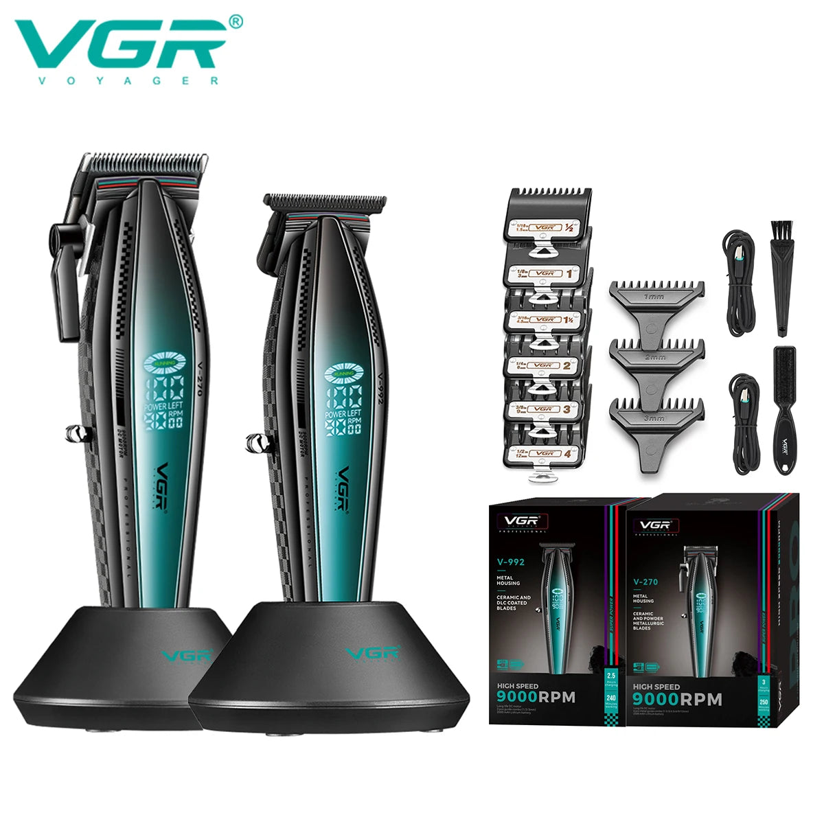 VGR V-992 V-270 high-end men's hair clipper LCD digital display