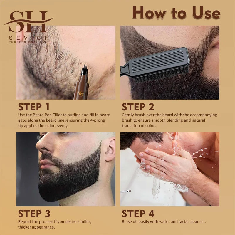 Beard Pen Filler Men Waterproof Moustache Coloring Pen Beard