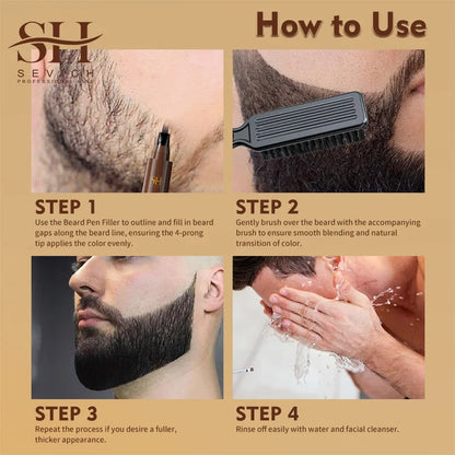 Beard Pen Filler Men Waterproof Moustache Coloring Pen Beard