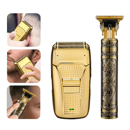 Men's hair clipper and electric shaver set for beards