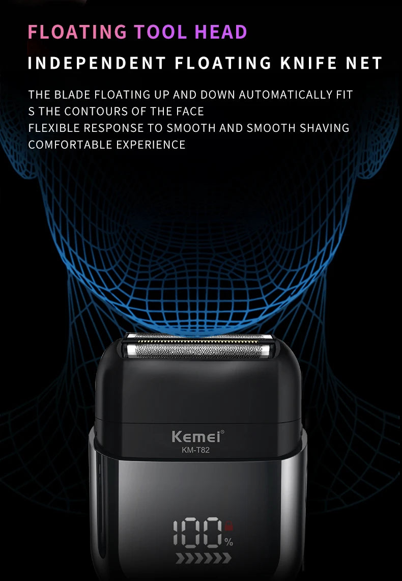 KEMEI km-t82 Usb Reciprocating Electric Shaver Washable Digital Display
