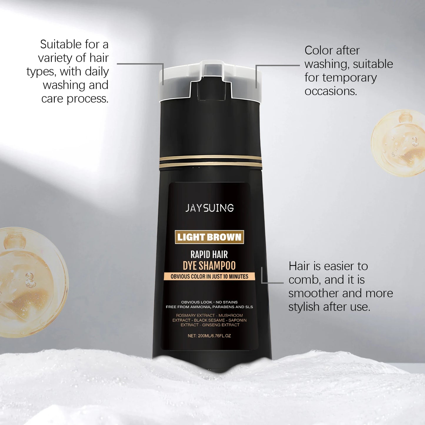 Men Hair Dye Shampoo 3 in 1 for Gray White Hair Coverage