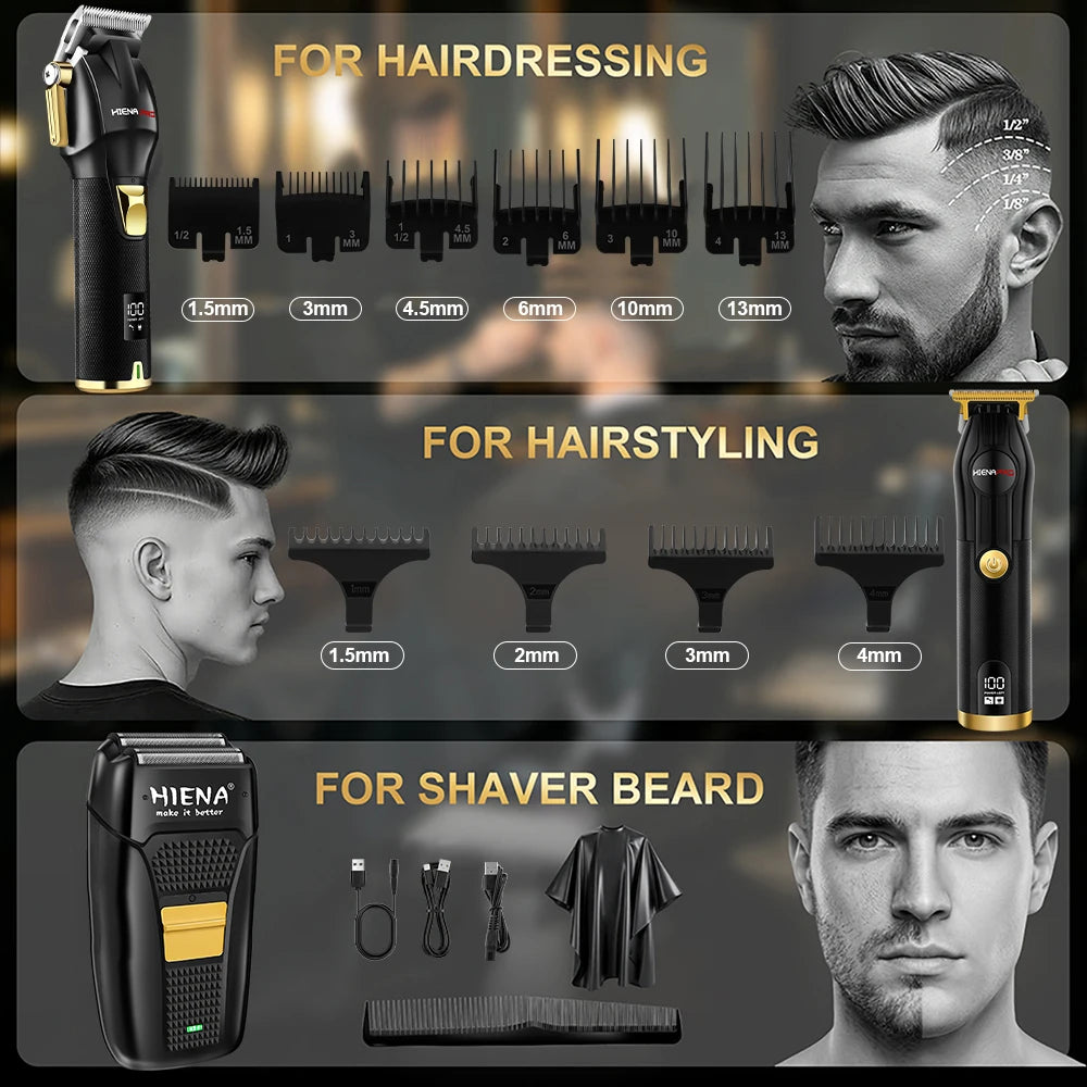 HIENA Professional 3-in-1 Multifunctional Hair Clipper Set