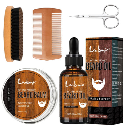 5 pieces Men's Beard Growth Care Kit Moisturizing Beard Set