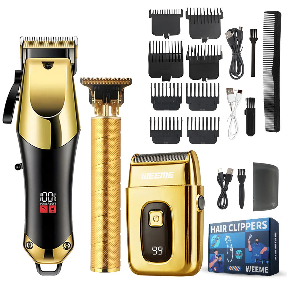 USB Rechargeable Hair Clippers for Men, Three-piece Set