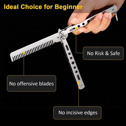 Foldable Comb Stainless Steel Butterfly Comb Beard Moustache