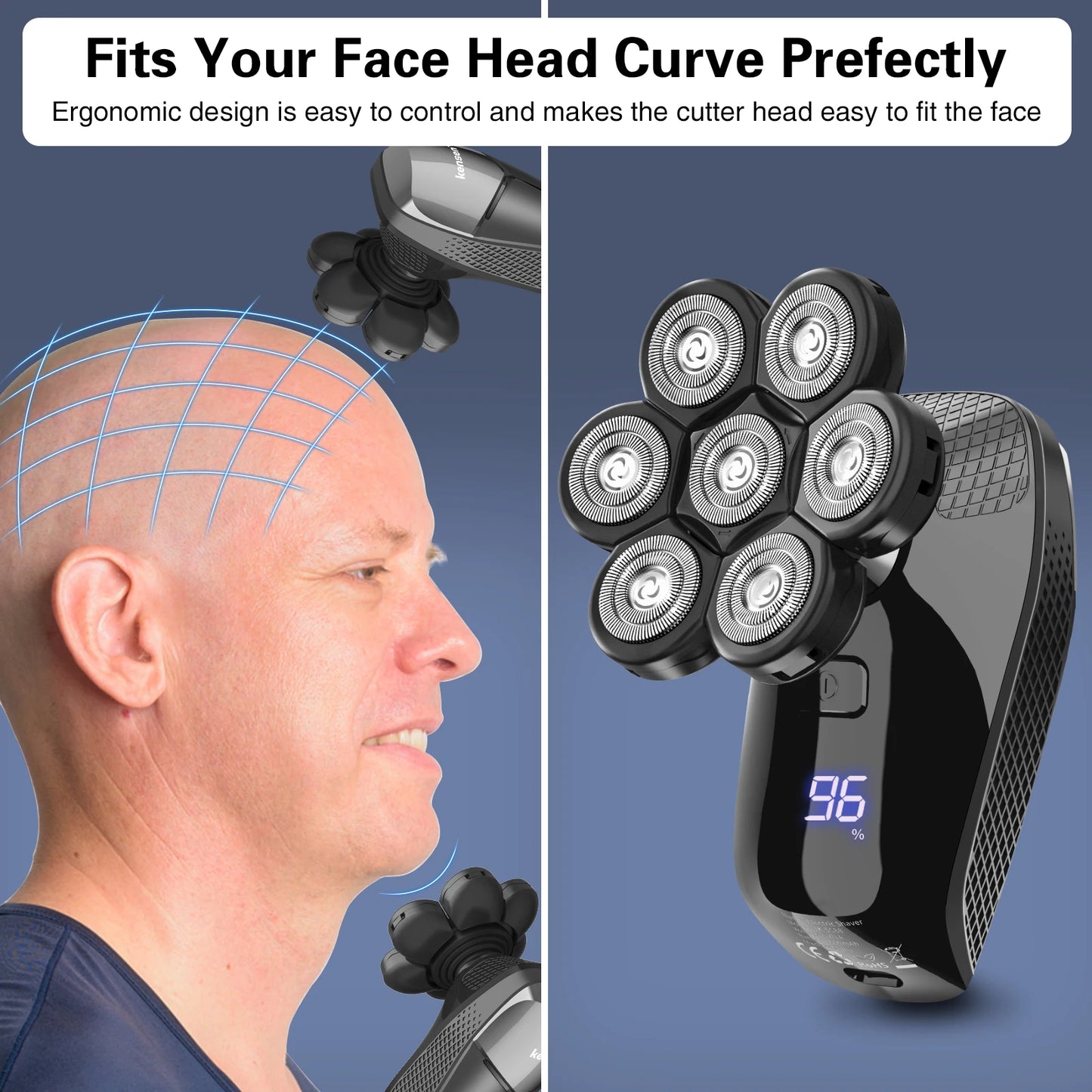 Kensen 5 in 1 Electric Shaver 7D Floating Cutter Head Rechargeable Shaver Kit
