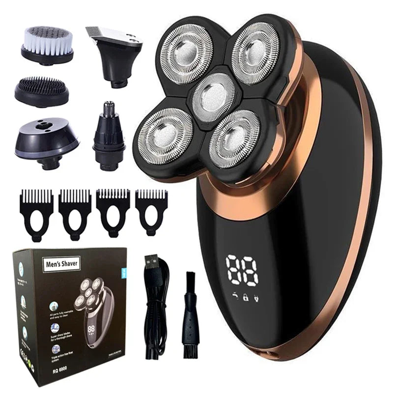 5 In 1 Electric Shaver For Men Bald Head Hair Clipper Nose Trimmer Razor