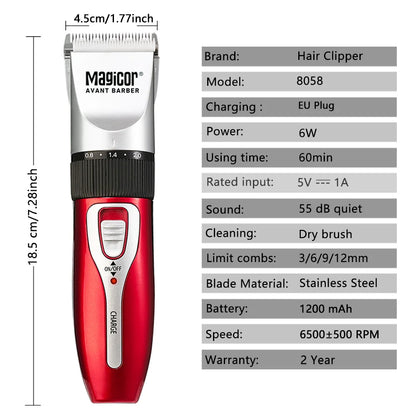 MAGICOR Professional Hair Clipper Red Hair Trimmer Hair Cutting