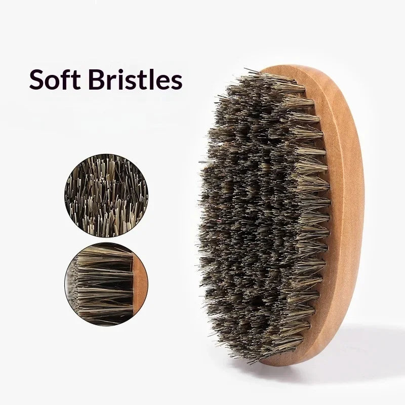 Hair Brush Boar Bristle For Men's Beard Brush Portable  Comb
