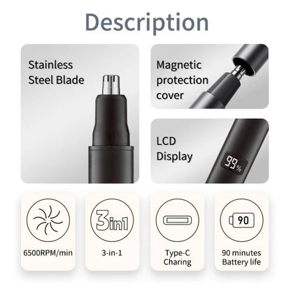XIAOMI New 3 in 1 Electric Rechargeable Nose Ear Hair Trimmer