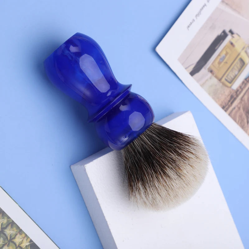 Blue Handle Two Band Badger Hair Mens Shaving Brush