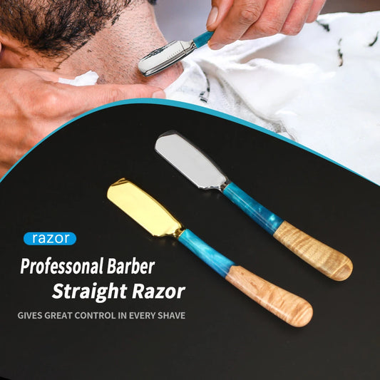 1Pc New Pro Resin Wood Handle Barber Straight Razor For Men