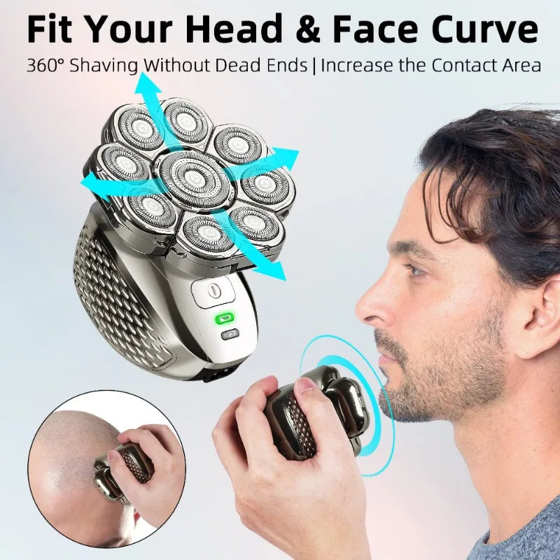 4D Head Shavers 6-in-1 Rechargeable Waterproof Head Shavers