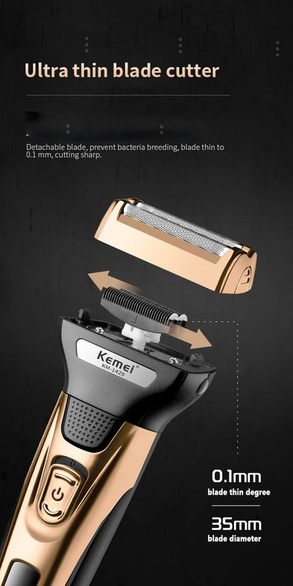 Kemei 3 In 1 Powerful Electric Shaver Facial Body Hair Trimmer KM-1429